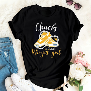 Custom Chucks and Pearls T-<b>Shirt</b> <b>Black</b> <b>Women</b> Graphic Printed Short Sleeve Crew Neck Casual Fashion Tee Comfortable Cotton Street - Product Image 1