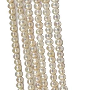 ลูกปัดไข่มุกน้ำจืดสีขาวธรรมชาติ4มม. ไข่มุกสีเบจเล็กๆสำหรับสร้อยคอ - Product Image 1