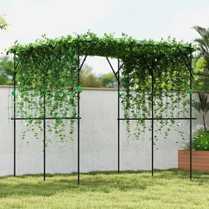 Arco da Giardino in Metallo Nero Alto 2,23 m con Rete per Piante Rampicanti, Supporto per Ortaggi e Cetrioli - Product Image 2