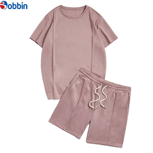 Ensemble T-shirt et short décontracté unisexe confortable, imprimé uni, grandes tailles, nouvelle collection été, personnalisable, ensemble de jogging respirant pour hommes - Product Image 1