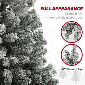 Albero di Natale innevato preilluminato a LED bicolore da 2,7 m con 895 punte, supporto in metallo e glitter fine, albero a matita verde da 2 m - Product Image 6