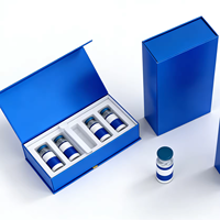 Boîte d'emballage rigide pour flacon de peptides magnétiques haut de gamme, écologique et recyclée, avec logo personnalisé, forme rectangulaire, gaufrage mat quadricolore