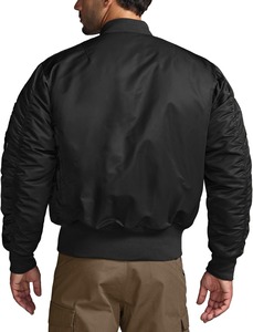 Blouson bomber noir pour homme, fermeture éclair, col montant, coupe-vent décontracté, vêtement d'extérieur pour l'automne, en polyester - Product Image 2