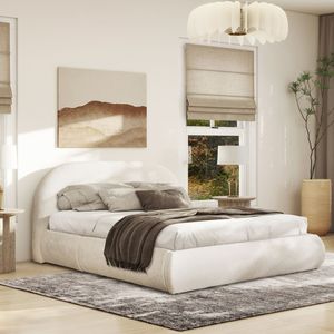 Lit plateforme rembourré Archie Queen Almond White Puffy Grounded - Product Image 3