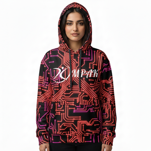 Hoodie unisexe surdimensionné brodé style streetwear contemporain avec impression par sublimation intégrale pour un usage quotidien - Product Image 1