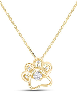Colgante de Diamante Cultivado en Laboratorio con Diseño de Huella de Pata para Mujer, Oro 10K 14K 18K, Plata 925 935, Joyería Fina - Product Image 2