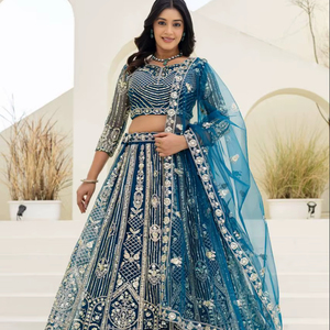 Women's Indian Traditional Ethnic Wear Butterfly Net Wedding Diwali Party Heavy Lehenga Choli <b>Sequins</b> Embroidery Work Dupatta - Product Image 1