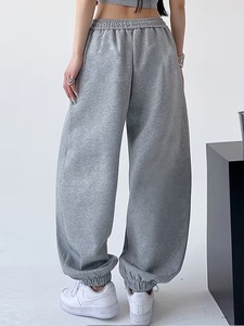 Pantalon droit évasé de qualité supérieure 100% coton léger, respirant, écologique, élégant, décontracté et chic, coupe ample, gris - Product Image 2