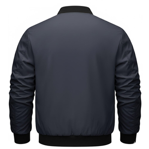 Chaqueta Bomber Azul Marino para Hombre, Cierre de Cremallera, Cuello Alto, Resistente al Viento, Informal, para Otoño, Corte Regular, Relleno de Poliéster - Product Image 2