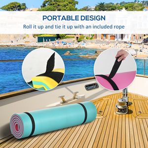 Tappetino Galleggiante Portatile Rosa a Forma di Foglia di Ninfea 3,8m x 1,5m, Materassino Galleggiante a 3 Strati con Portabevande per Piscina e Lago - Product Image 6