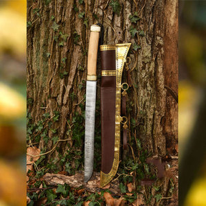 Cuchillo Vikingo de Acero de Damasco Premium, Hoja Fija, Mango de Madera Natural y Hueso, Cuchillos para Campismo al Aire Libre - Product Image 3