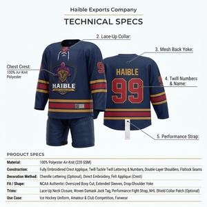 Maillot de hockey sur glace NCAA vintage personnalisé en maille solide, authentique, à lacets, coupe ample pour homme, automne/hiver - Product Image 5