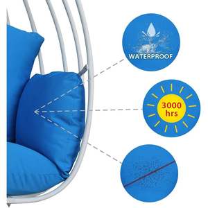 Outdoor and Indoor Hanging <b>Swing</b> <b>Chair</b> Aluminum <b>Egg</b> <b>Chair</b> with Thick Cushion for <b>Garden</b> Patio Indoor Use - Product Image 4
