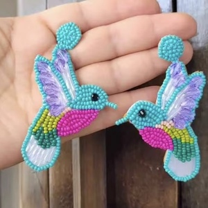 Beaded Dolphin Drop <b>Earrings</b> Beads Embellished Hand Crafted Parrot <b>Stud</b> <b>Earrings</b> from the brand BaubleBar - Product Image 3