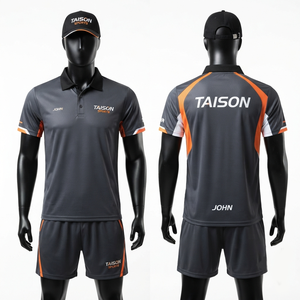 Premium 165 GSM Interlock Polyester Breathable Anti-Bacterial UV Protection Short Sleeve <b>Table</b> <b>Tennis</b> Uniform Gray Orange Side - Product Image 1