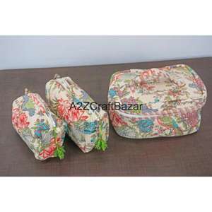 Nouvel Arrivage – Trousse de Toilette et de Maquillage en Coton Pur, Faite Main, Rayée, avec Fermeture Éclair, pour Voyage et Quiltage – Vente en Gros - Product Image 3