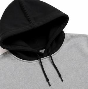 Sweat-shirt à capuche pour homme, coupe classique, décontracté, pour l'automne, en tissu tricoté, coupe-vent numérique, avec poches, couleur unie gris et noir - Product Image 5