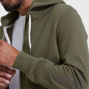 Custom Logo Front 100% Cotton Fleece Breathable Regular Fit Regular Sleeve Full Zipper Solid Color Hooded <b>Pullover</b> <b>Men</b> - Product Image 2