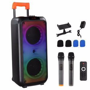 8in แบบพกพาสำหรับบลูทูธ5.0ลำโพงคาราโอเกะไร้สาย tf/usa/aux/fm/tws ไฟดิสโก้ LED สำหรับบ้านและงานปาร์ตี้กลางแจ้ง - Product Image 3