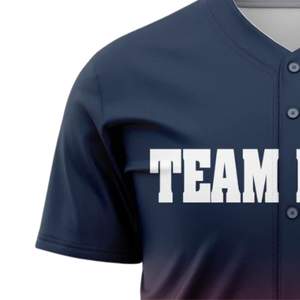 Camiseta Deportiva de Béisbol Personalizada para Hombre, con Botones, Degradado Azul Marino y Rojo, Transpirable, Uniforme de Equipo de Softbol - Product Image 4