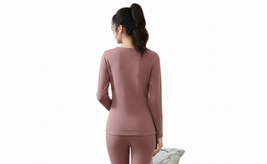 Conjunto de Ropa Interior Térmica para Mujer, Pantalones y Camiseta Larga, Gruesa, Transpirable, de Poliéster, para Invierno, Venta al Por Mayor - Product Image 4