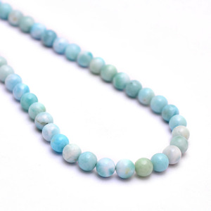 Perles rondes lisses en Larimar AAA de 6 mm, pierres précieuses semi-précieuses en Larimar bleu naturel dominicain, perles en vrac pour la fabrication de bijoux - Product Image 1