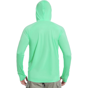 Camiseta de Pesca con Capucha de Manga Larga para Hombre, Protección Solar UPF 50, Anti-UV, Secado Rápido, con Máscara Facial Integrada, Color Verde - Product Image 3