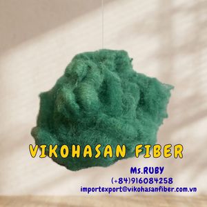 Fibra Corta de Poliéster 20D SD Verde Sólida Reciclable, Certificada Vikohasan ISO9001/OEKO-TEX, Material de Relleno para Hormigón - Product Image 2