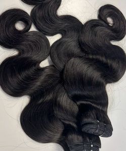 Body Wave Remy Indian Human Hair Extensions 24 Inch Black 4 Bundles Machine Weft - Product Image 3