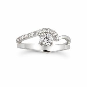 925 Sterling <b>Silver</b> Women's Wave Wrap <b>Solitaire</b> <b>Ring</b> with Cubic Zirconia Modern Elegant High Polish Finish Engagement Wedding - Product Image 5