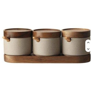 Wood Natural White Metal Canisters Sets for the Kitchen Counter Canisters Set of 3 Lids Sugar & <b>Flour</b> <b>Containers</b> for Coffee - Product Image 3