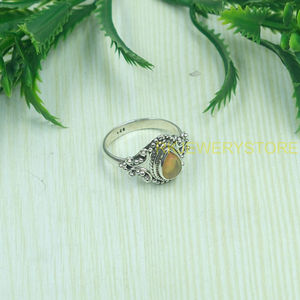 Bague en opale d'Éthiopie naturelle, argent sterling 925, faite à la main, cabochon en forme de larme, bijoux vintage pour femmes, pour Noël - Product Image 6