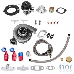 T3 T4 T04E Universal Turbocharger Kit with Type RS BOV Blow off Valve and Oil Feed Return Line Including Essential Parts - Product Image 1