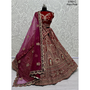 Collections de velours de vêtements de mariée indiens pour la mariée avec le travail de Zarkhan par Fabzone - Product Image 2