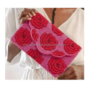 Sac à bandoulière en coton bohème pour femmes, sac à main de soirée perlé de style indien, sac fourre-tout afghan, sac à bandoulière en gros - Product Image 6