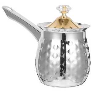 Cafetera Turca de Acero Inoxidable, Cezve con Patrón de Diamantes, Cafetera Ibrik para Estufa con Tapa Dorada para el Hogar - Product Image 1