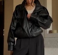 Veste pour femme de qualité supérieure, élégante, personnalisable, en cuir PU avec fermeture éclair, pour l'hiver, vente en gros, vêtements de mode pour femmes