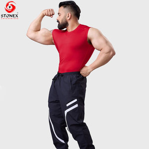 Men's Red Sleeveless <b>Compression</b> <b>Shirt</b> Quick Dry Workout Top for Gym Fitness Adults Custom Logo Print OEM Services - Product Image 2