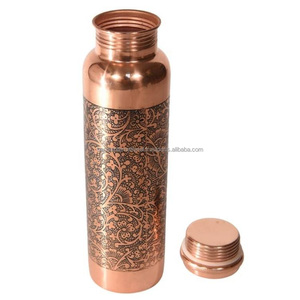 <b>Copper</b> <b>Bottle</b> With Engraving Polish Finished Indian Hand Made Health Benefits Pure <b>Copper</b> <b>Drinking</b> Water <b>Bottle</b> - Product Image 6