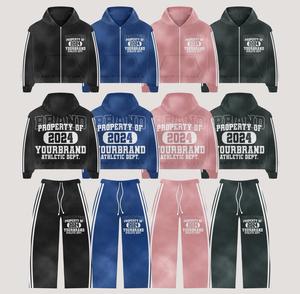 Chándal con diseño personalizado, serigrafía y pedrería, estilo acampanado, tela cálida, diseño de moda para ropa urbana. - Product Image 1