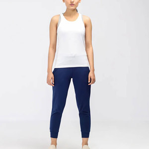 Camiseta sin mangas de algodón blanca para mujer, cuello redondo, informal, color liso, transpirable, de punto, longitud regular - Product Image 6