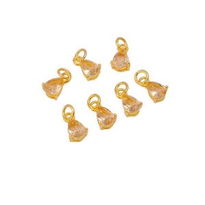 Pink Quartz 5x7mm Teardrop Gold Plated Prong set <b>Charm</b> Pendant Elegant Handmade Jewelry Component for Necklaces & <b>Bracelets</b> - Product Image 3
