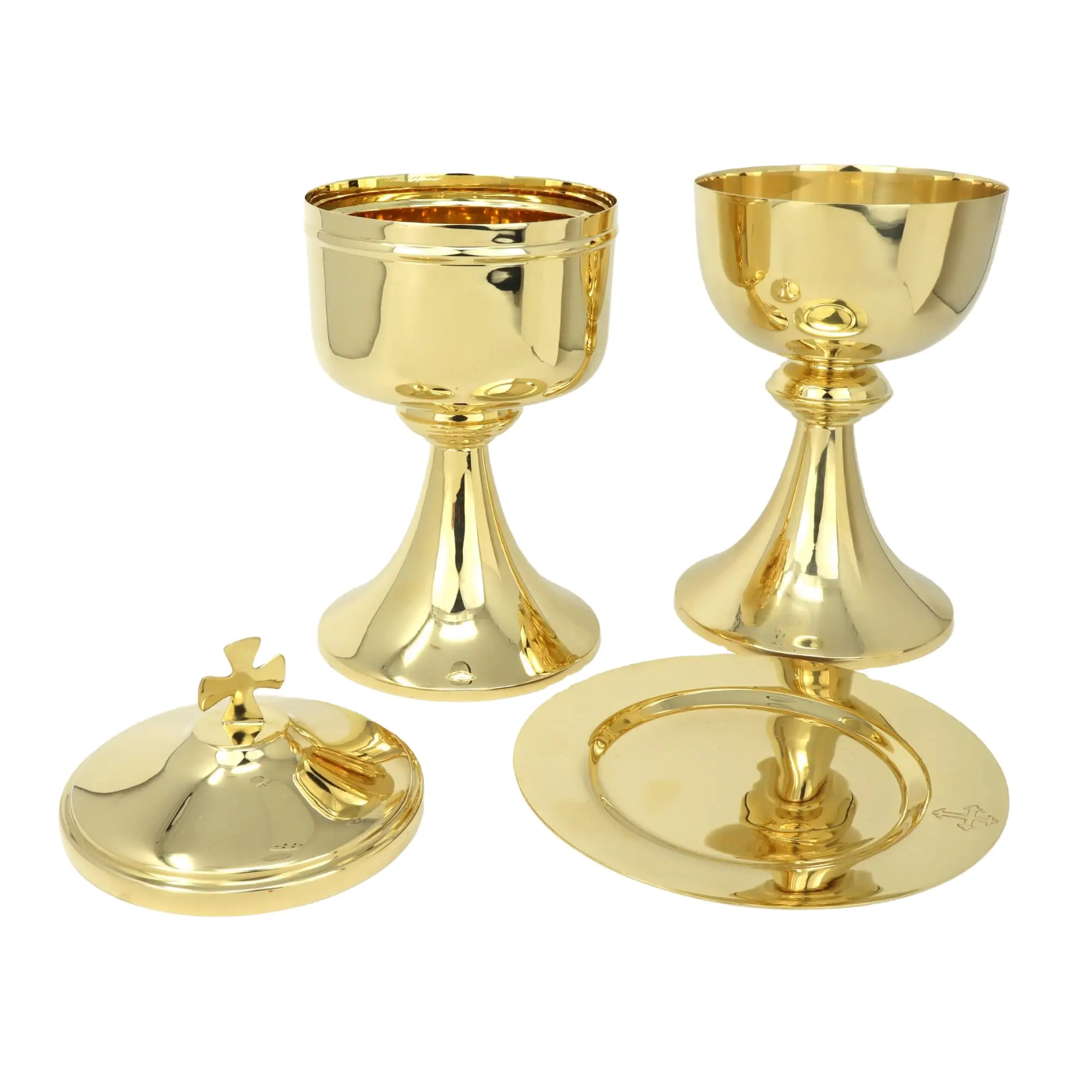 Cao đánh bóng Brass chalice và ciborium với Paten cổ điển mạ Vàng handmade Christian Công Giáo Nhà thờ linh mục Nhà thờ Nguồn cung cấp