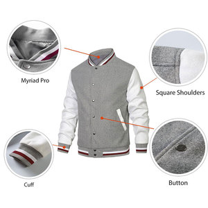 Veste universitaire de haute qualité en gros pour hommes, broderie chenille, manches en cuir, veste universitaire personnalisée de style baseball - Product Image 2