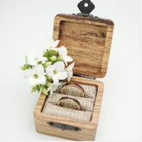 Boîte à bijoux en bois personnalisée de luxe, boîte à alliances en noyer, boîte à alliances de mariage et de fiançailles en bois pour couple, provenance Inde