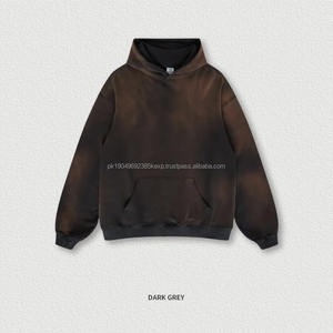 Sudadera con capucha gráfica personalizada de peso pesado Sun Faded Oversize Screen Print Hoodie Acid Wash Vintage Men Pullover Hoodies - Product Image 6