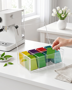 Stylish Modern Acrylic <b>Tea</b> Bag Storage Box Sleek Transparent Design for Eco-Friendly for Effortless Organization Display - Product Image 5
