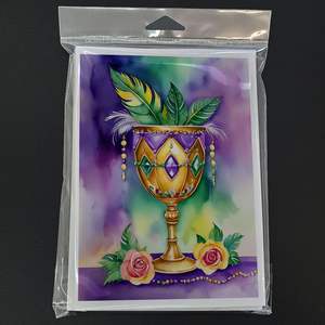 Mardi Gras Goblet-Temática A7 Whimsical Tarjetas de notas en blanco Paquete de 8 con sobres Tamaño 5x7 - Product Image 3
