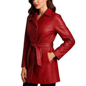 Manteau long en cuir pour femme, modèle Solid Trader, qualité supérieure, tissu respirant et résistant au vent, style élégant. - Product Image 4