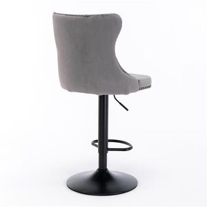 Sgabelli da Bar Moderni Imbottiti, Altezza Regolabile 25-33 Pollici, Base Girevole da 17,7 Pollici, Seduta in Velluto per Uso Bar - Product Image 6